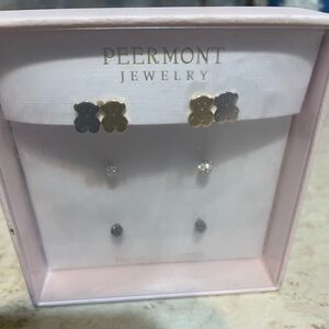 Gold and Silver Bear Earrings Set